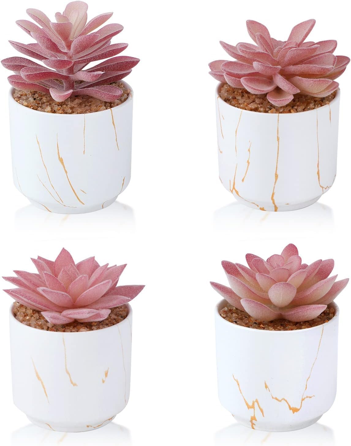 Artificial Plants and Succulents in 2 White Ceramic Pots,Small Fake Plants for Office and Desk Decor,Bathroom, Bedroom,Shelves for Women